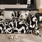 Housse de canapé noir résistant aux taches, style luxe léger-FLOWERS