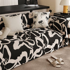 Housse de canapé noir résistant aux taches, style luxe léger-FLOWERS