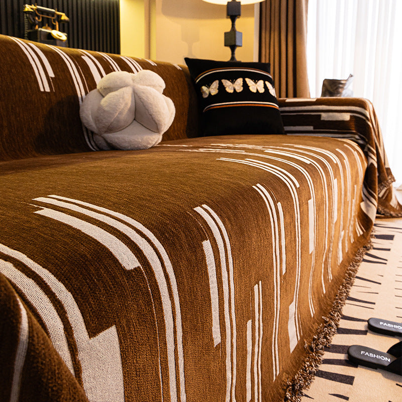 Housse de canapé en chenille simple - BAMBOU