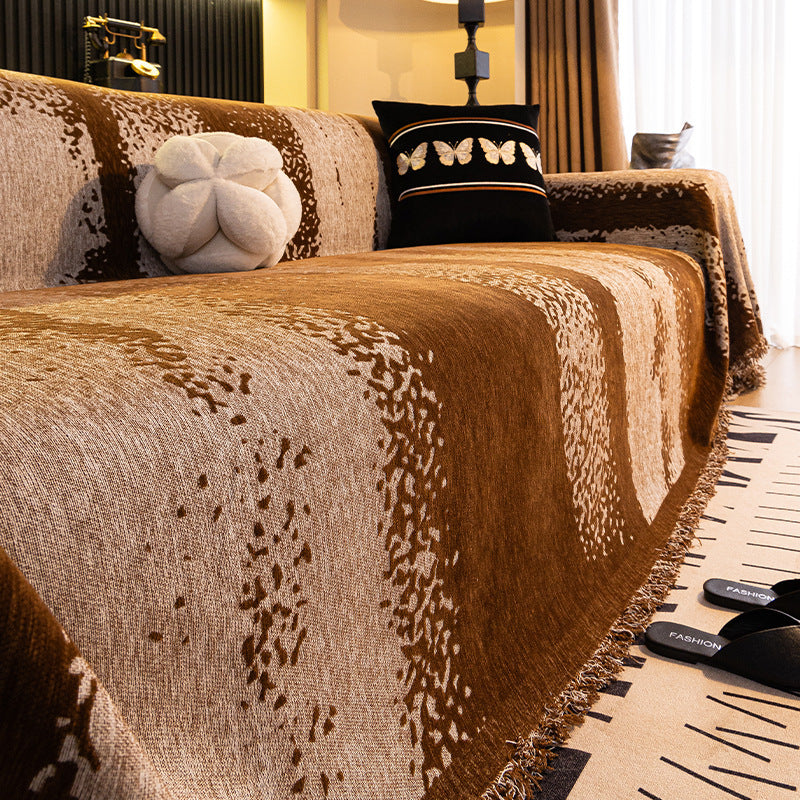 Housse de canapé en chenille simple - BAMBOU